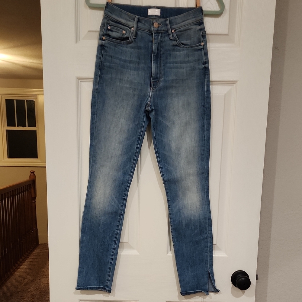 MOTHER The Swooner Ankle Slice Jeans Womens 25 High Rise Skinny Light Wash